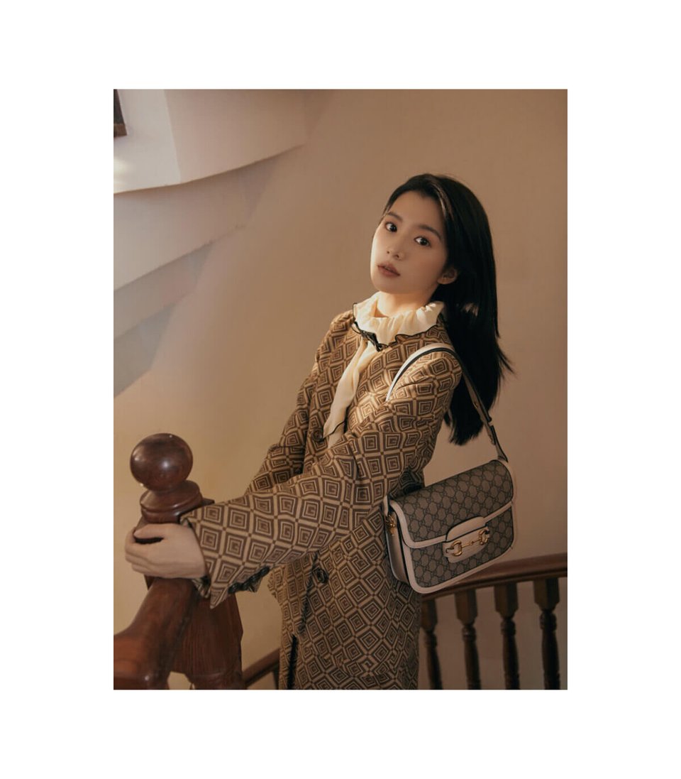 Gucci 1955 Horsebit White GG Supreme Canvas Shoulder Bag 25cm view 5