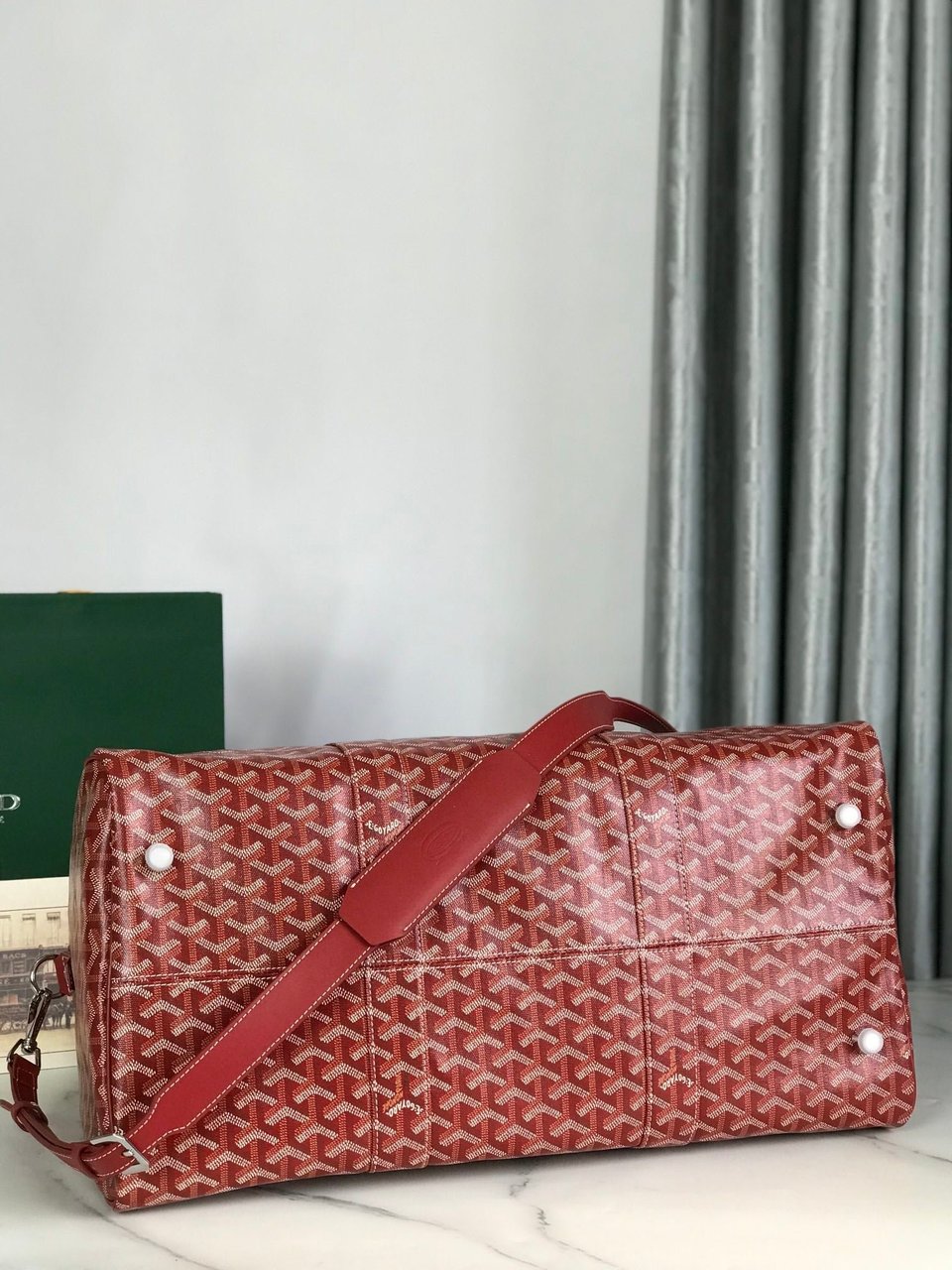 Goyard Boston 50 Bag Cm Red Goyardine Canvas And Calfskin Trim view 6