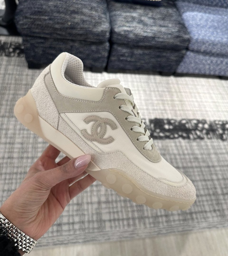 Chanel Sneakers Mixed Fibers, Suede &amp; Leather Ivory G47269 view 2