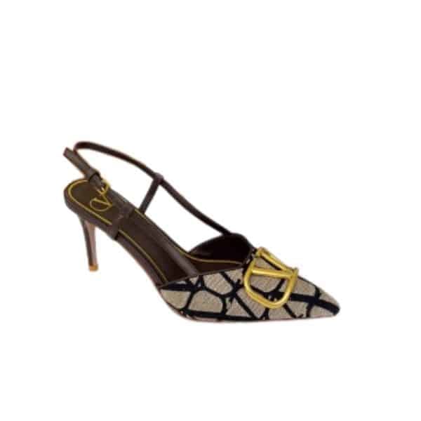 Valentino Garavani Vlogo Signature Slingback Pump In Toile Iconographe Black view 2