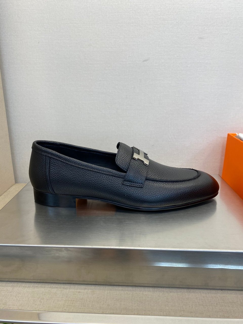 Hermes H-Buckle Black Leather Loafers- Shoes for Men view 4