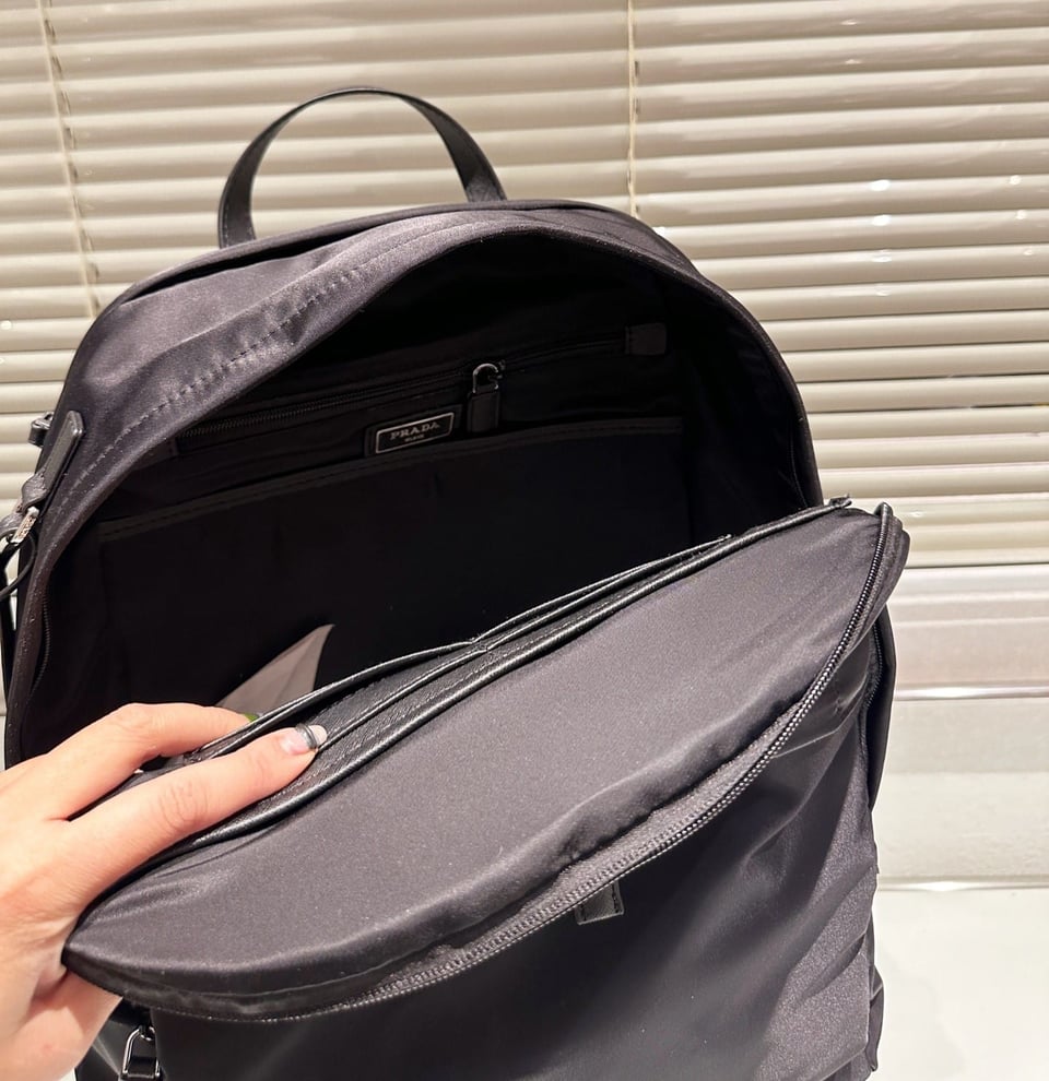 Prada Re Nylon And Saffiano Leather Backpack Black 43Cm view 3