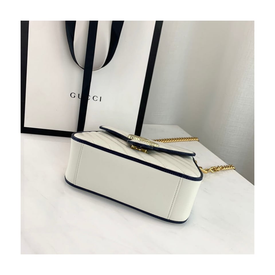 Gucci GG Marmont Mini Top Handle Bag White view 7