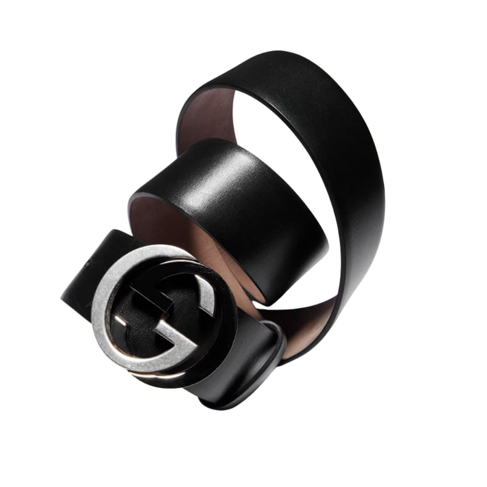 Gucci Wide Belt With Interlocking G Buckle Black Leather 874733 CVE0X 1000 view 2