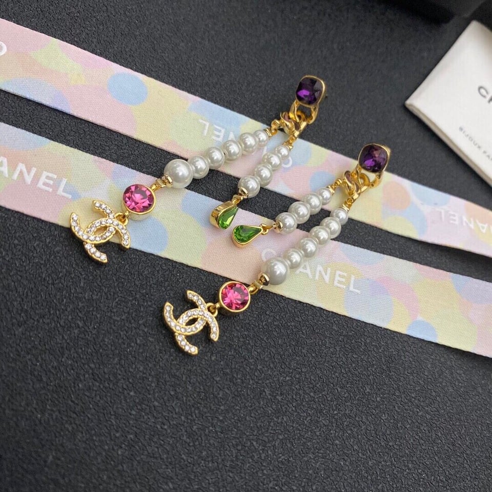 Chanel Cc Strass Drop Earrings view 4