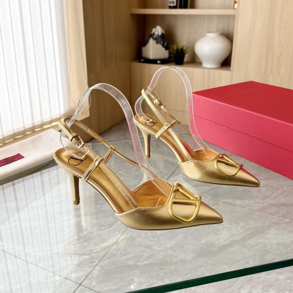 Valentino Vlogo Signature Slingback Pump In Gold view 3