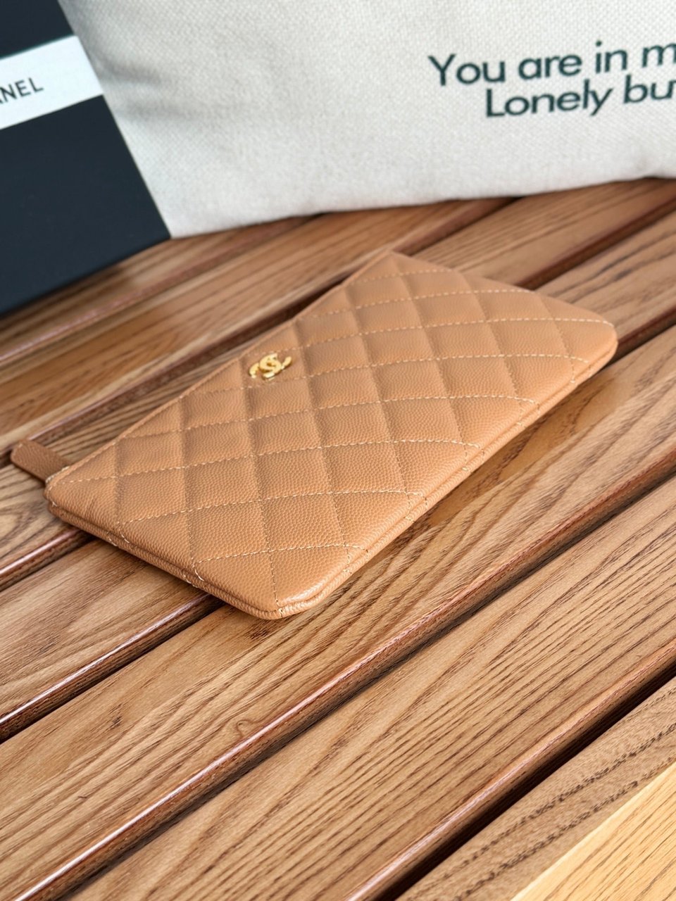 Chanel Zipped Wallet 20Cm Brown Quilted Caviar Gold Hardware view 6