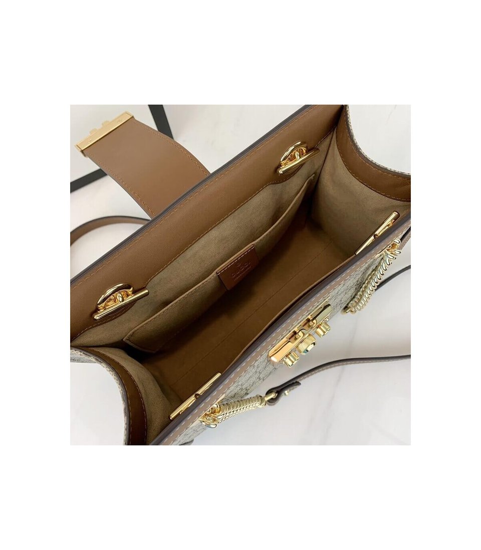 Gucci GG Supreme Padlock Small Shoulder Bag Brown 26cm view 11