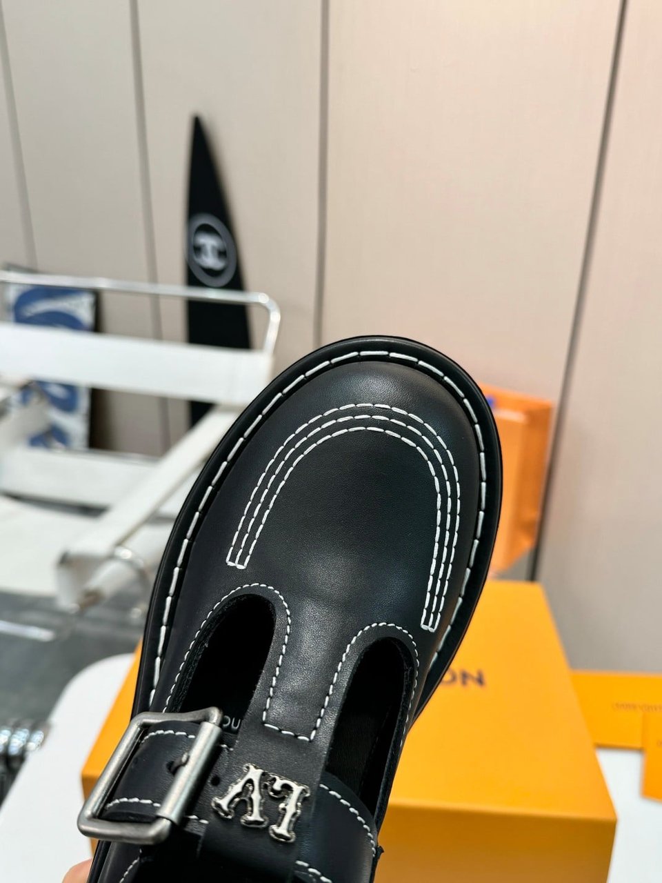 Louis Vuitton Lv Checker Mary Jane Black 1Acnow view 5