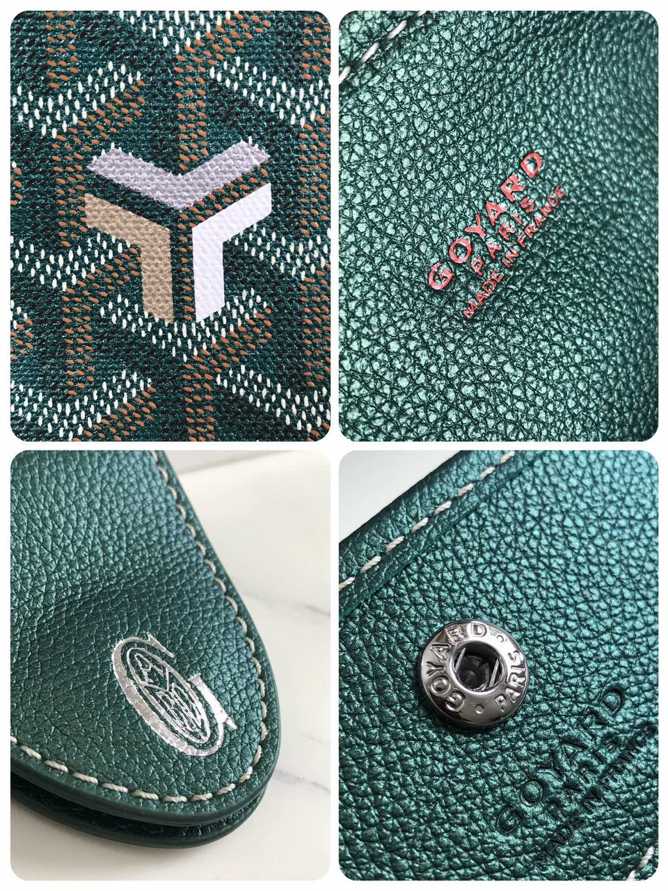 Goyard Anjou Mini Bag 20Cm Green Canvas Chevroches Calfskin view 7