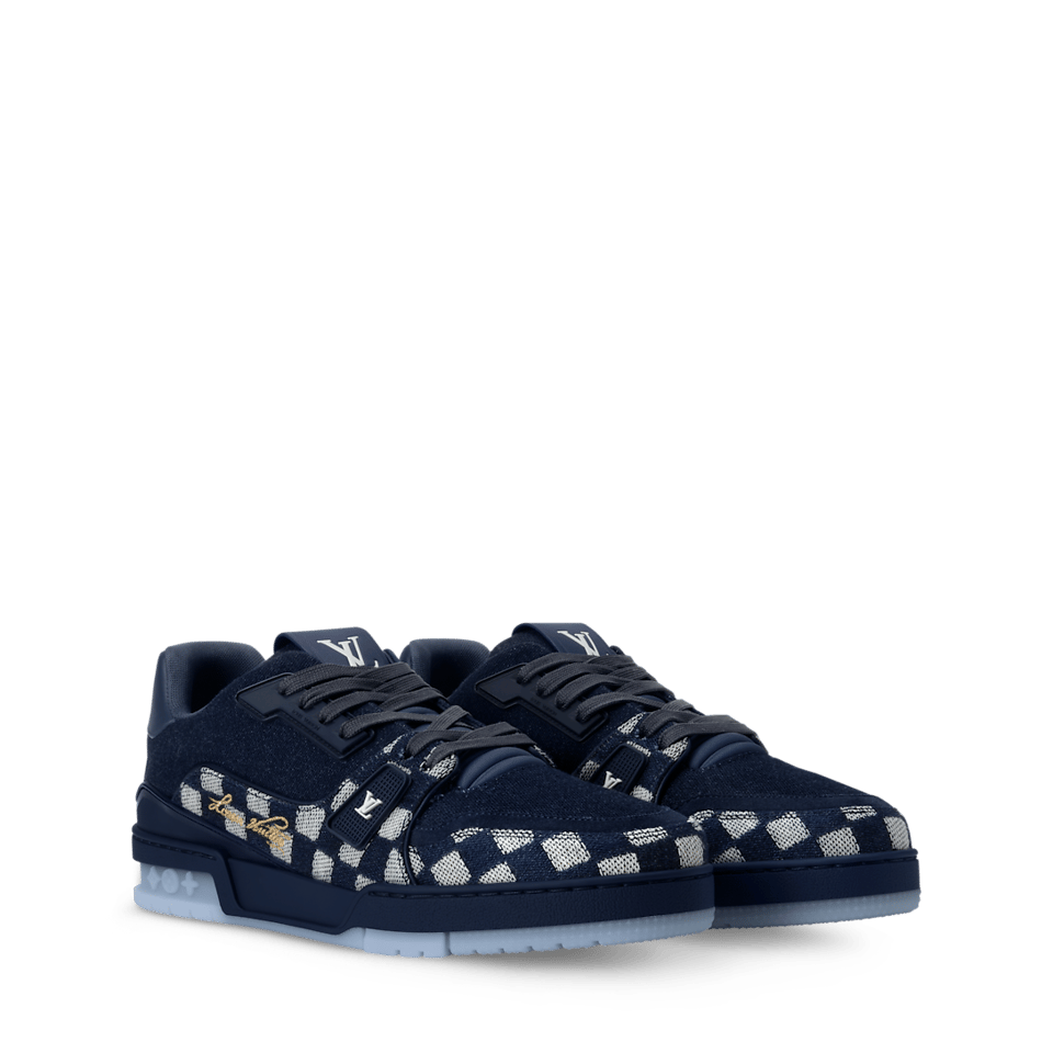 LV Trainer Sneaker Damier Denim Blue for Men 1AIK58 view 4