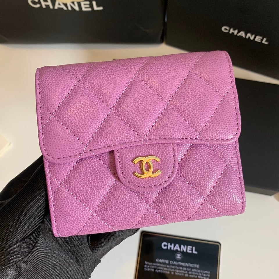 Chanel Flap Card Holder 11.5 Hot Pink Grained Calfskin Gold Icon view 3