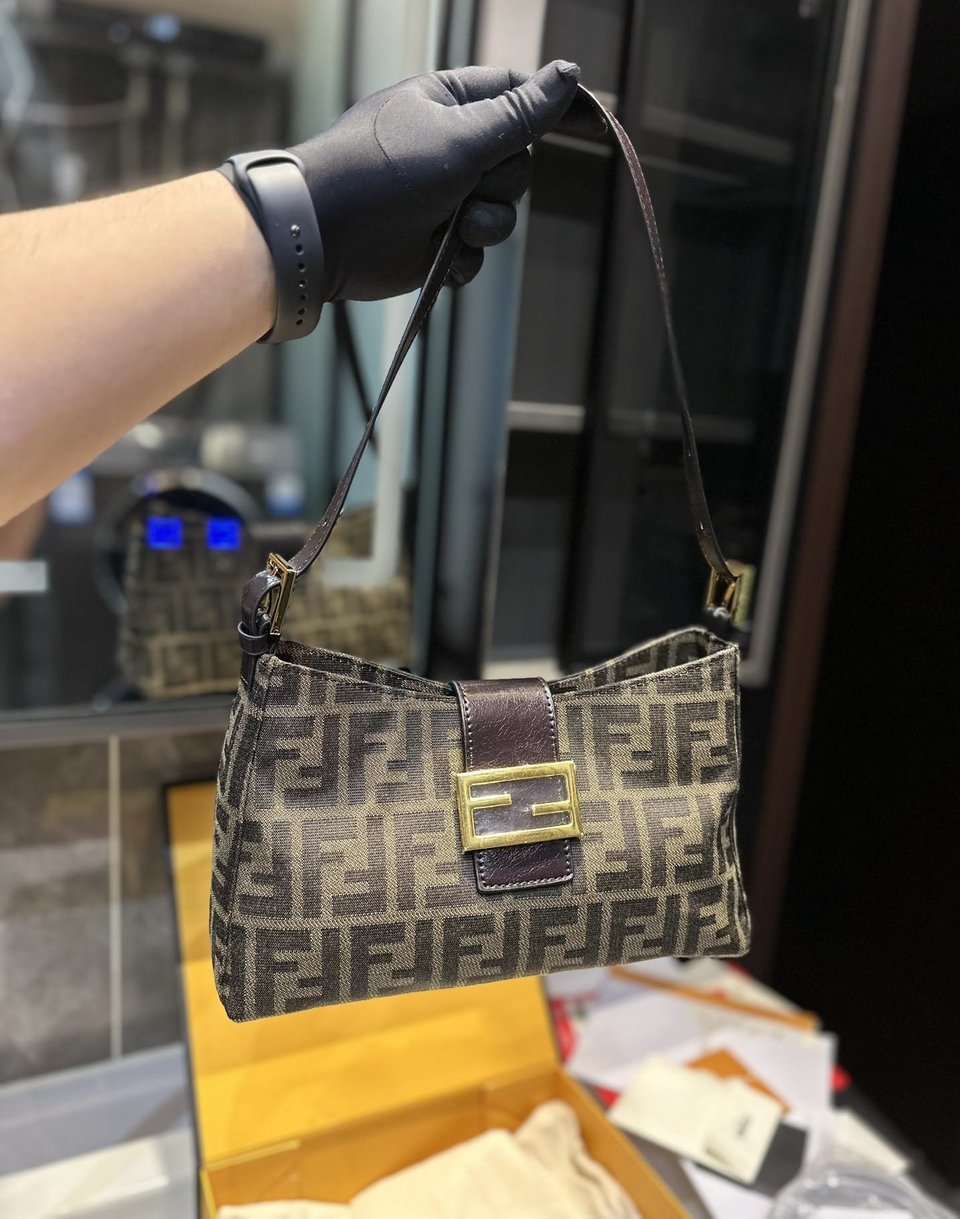 Fendi Zucca Handbag Brown 24Cm view 3