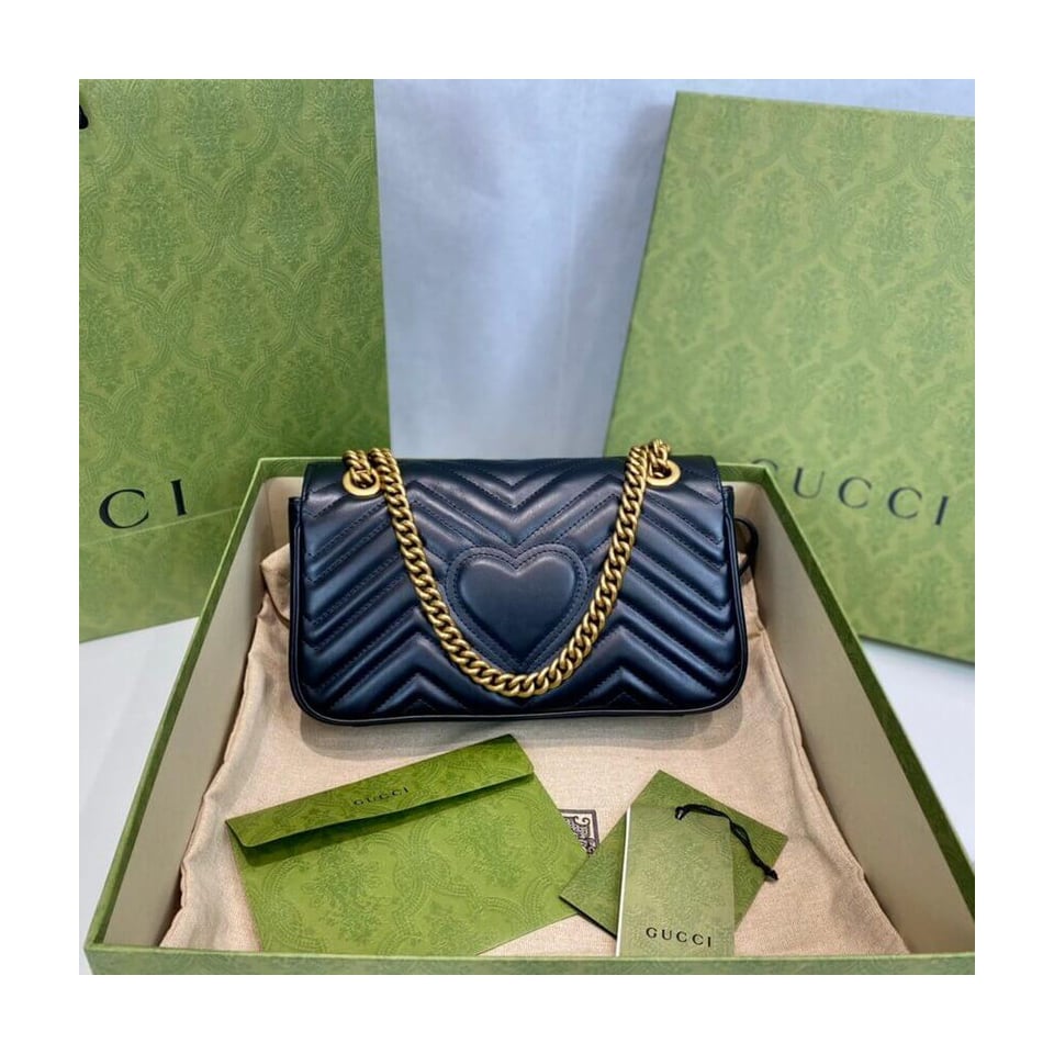 Gucci GG Marmont Matelasse Chevron Leather Small Shoulder Bag Black view 12