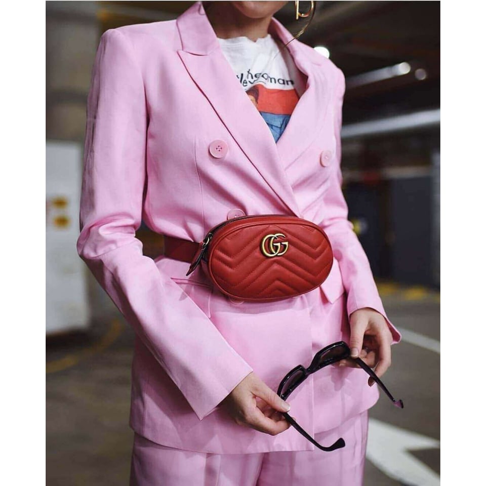 Gucci GG Marmont Matelasse Leather Belt Bag Red view 4