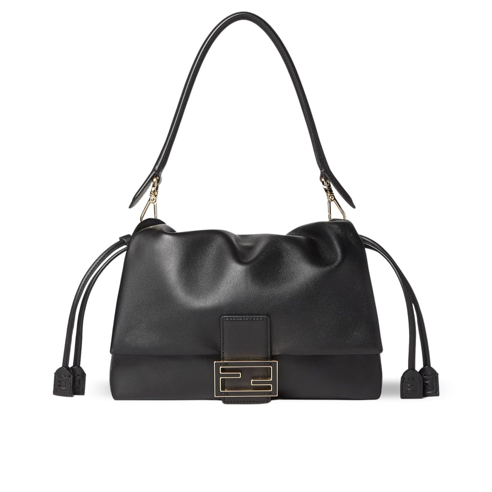 Fendi Mamma Baguette Medium Matcha Black Nappa Leather Bag 26.5cm