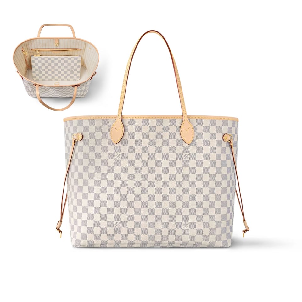 Louis Vuitton Neverfull GM Tote Bag Damier Azur Canvas Beige 39cm N40602 view 3