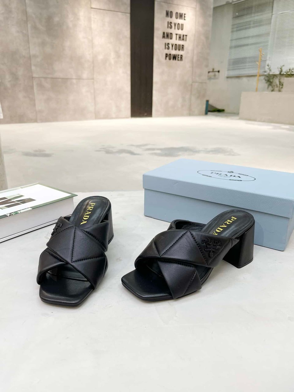 Prada Crossover Nappa Leather Sandals In Black view 8