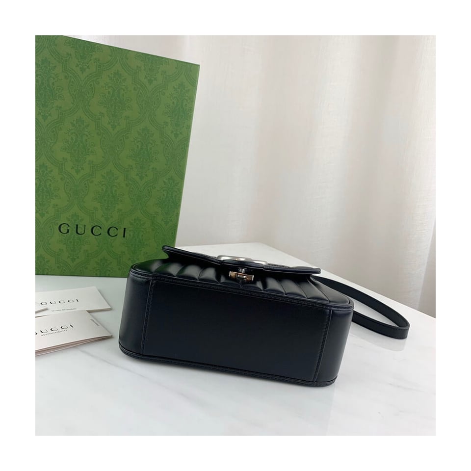 Gucci GG Marmont Black Matelasse Leather Mini Top Handle Bag view 7