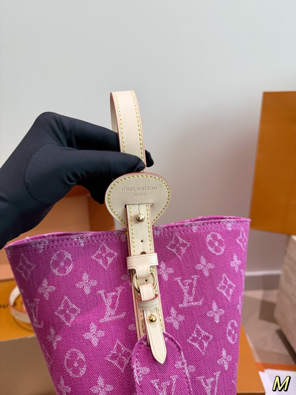 Louis Vuitton All In BB Bag Fuchsia Denim Fabric 16cm M27626 view 7