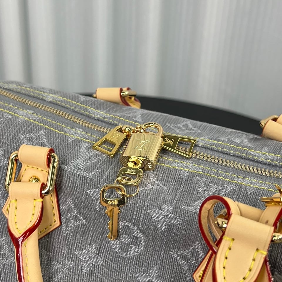Louis Vuitton LV Speedy Soft 30 Monogram Denim Bag in Grey 30cm/ 11.8 in view 7