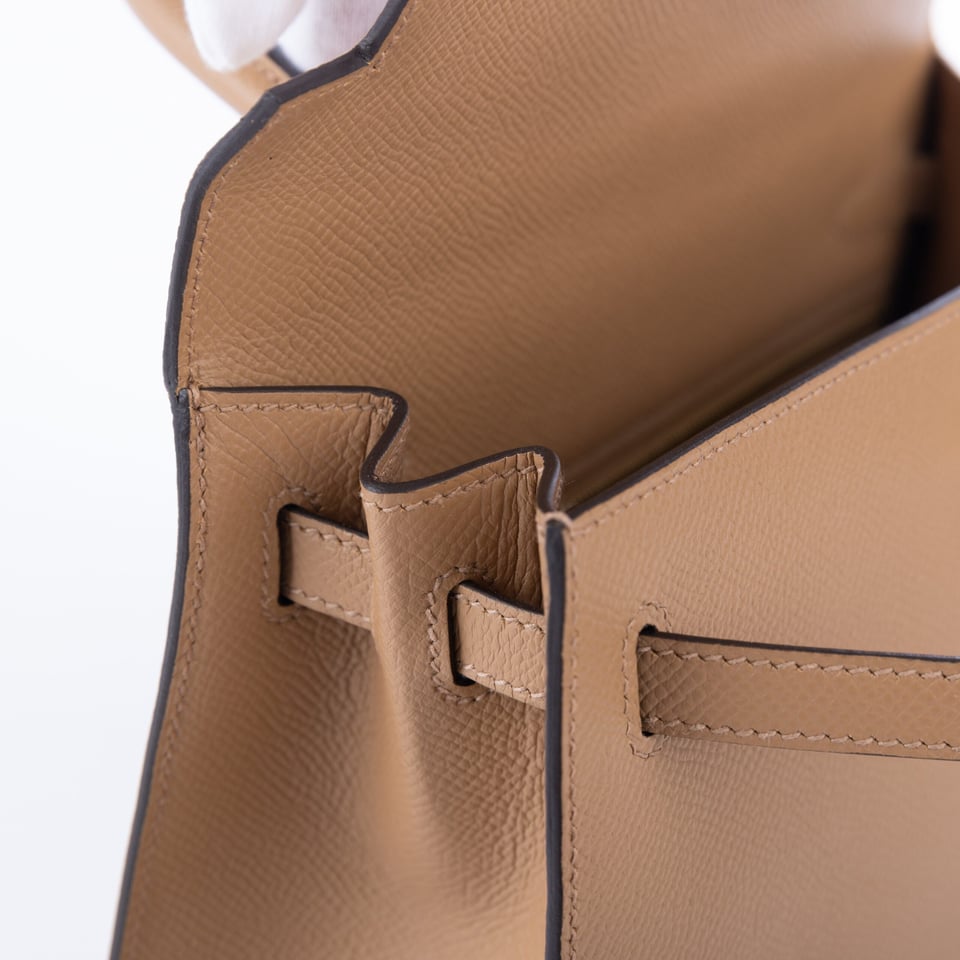 Hermes Kelly 28 Bag In Beige de Weimar Leather For Women 28cm/11in view 5