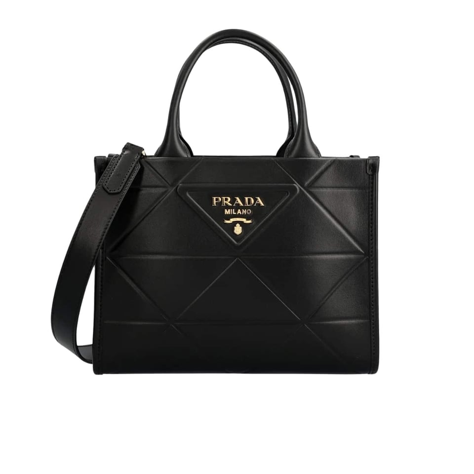 Prada Small Symbole Bag With Topstitching Black 28Cm view 2