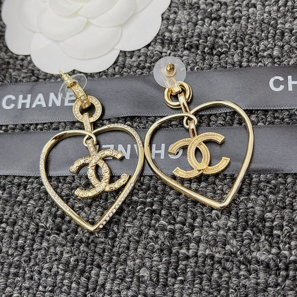 Chanel Gold Cc Logo Heart Earrings view 6