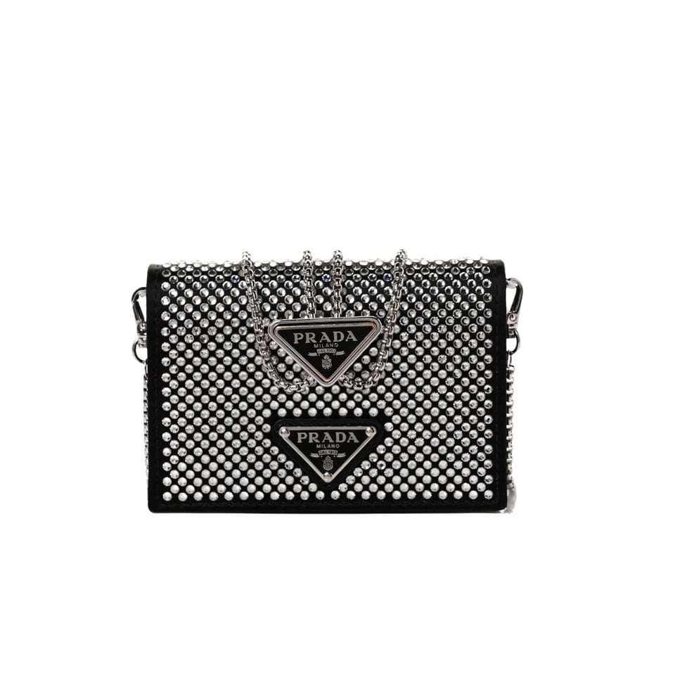 Prada Cardholder With Shoulder Strap And Crystals 13Cm