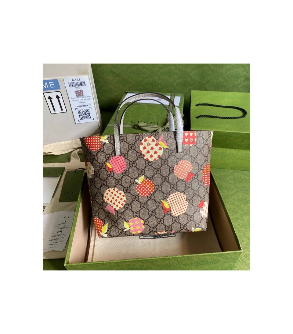 Gucci Children’s GG Heart Apple Pattern Tote view 3