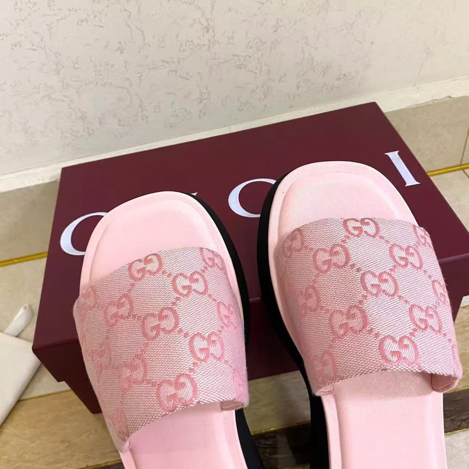 Gucci Flatform Slide Sandal Pink GG Canvas ‎A0034R For Women view 7