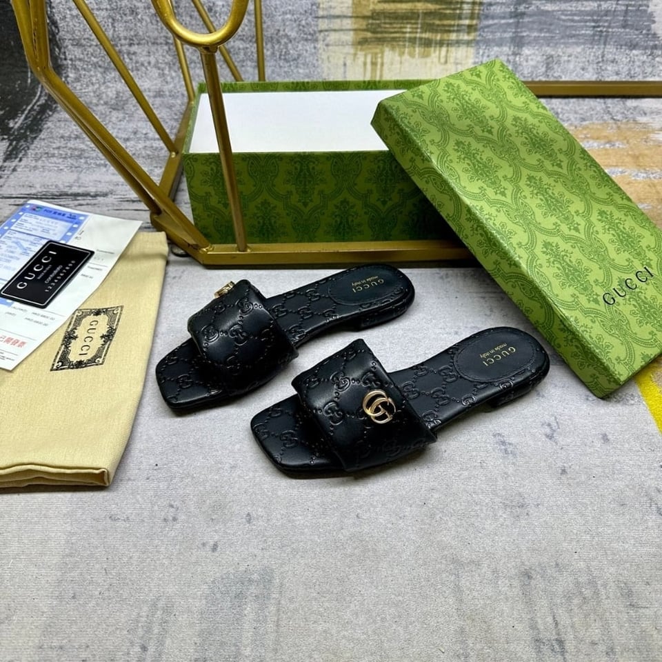 Gucci Women Slide Sandal With Double G Black 816330 Aaea2 1000 view 6