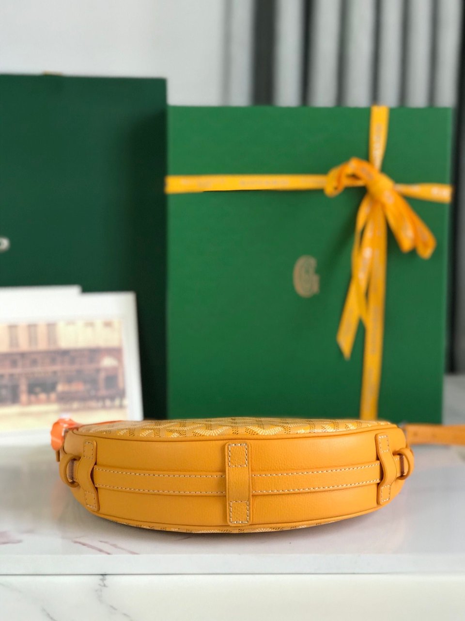 Goyard Hirondelle Bag 25 Cm Yellow Lambskin And Goyardine Canvas view 4