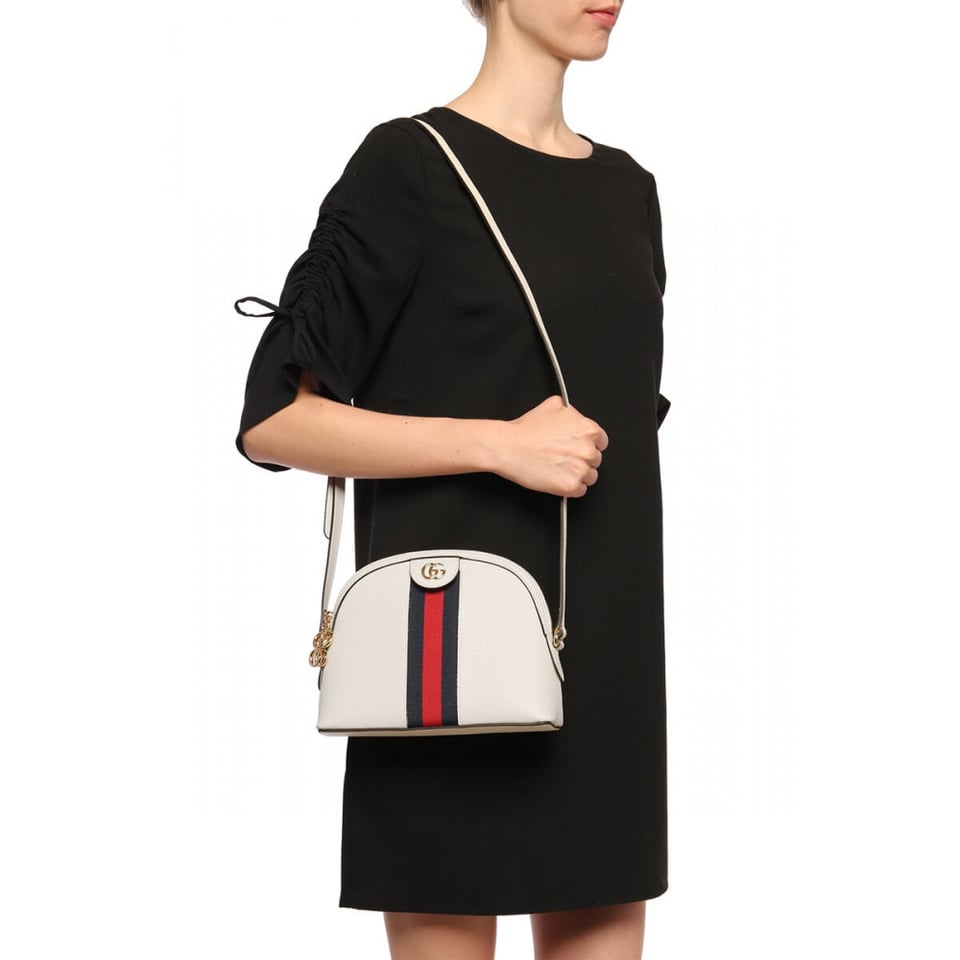 Gucci Ophidia Small Shoulder Bag in White Leather view 4