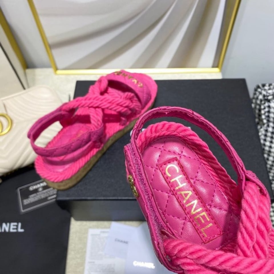 Chanel Rope Sandals Strap Pink view 4