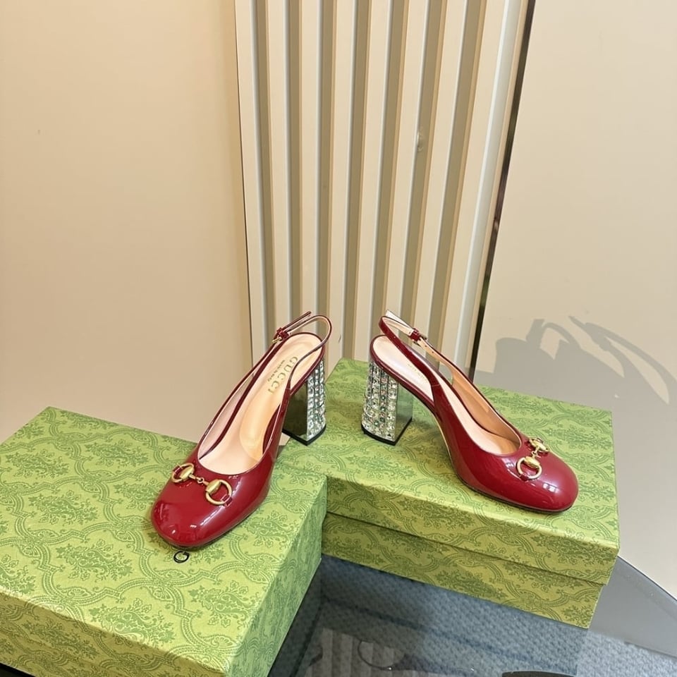 Gucci Women’S Horsebit Pump With Crystals Red view 10