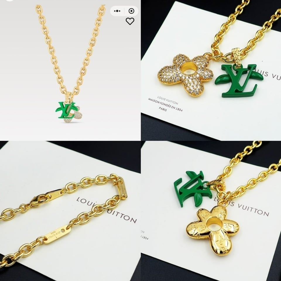 Louis Vuitton Lv Blooming Necklace Gold With Green M01867 view 8