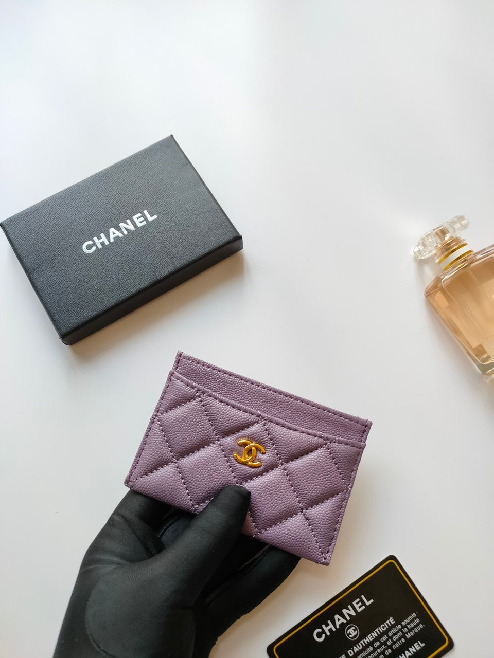 Chanel Card Holder 11.2 Mauve Grained Calfskin Gold Icon view 4