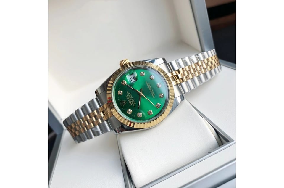 Rolex Datejust 36/28mm RG/SS Jub Green/Dial view 6