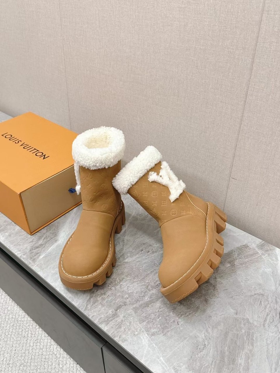 Louis Vuitton Ankle Boots In Bronze Brown view 6