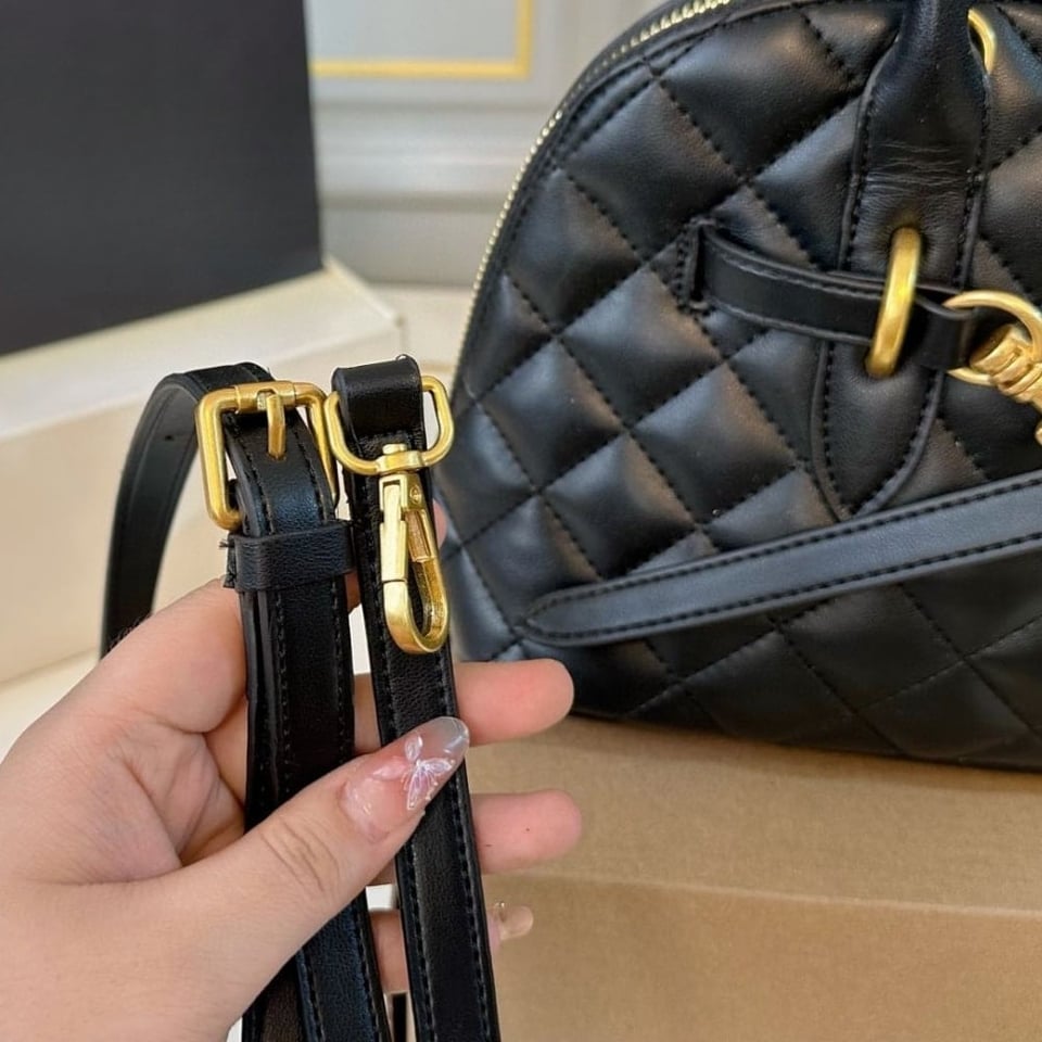 Saint Laurent Quilted Bowling Bag In Black 31Cm view 6