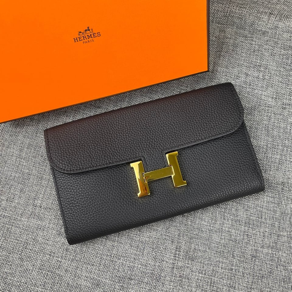 Hermes Constance Wallet Epsom Leather Gold Hardware In Black 20cm view 3