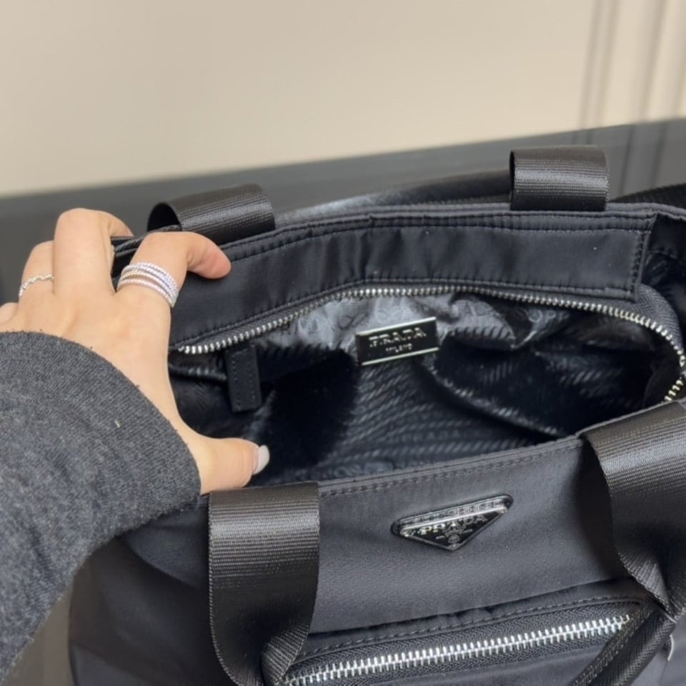 Prada Re Nylon Tote Bag Black 32Cm view 7