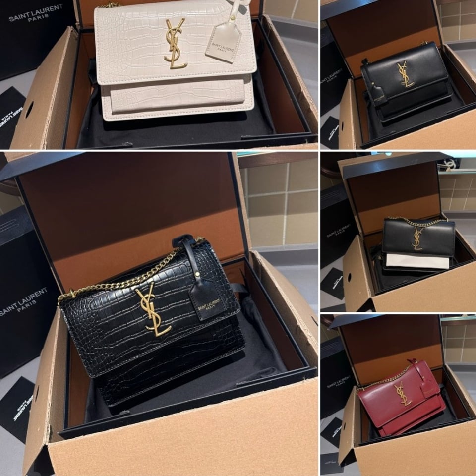 Saint Laurent Sunset Smooth Leather Shoulder Bag Black 23Cm view 4
