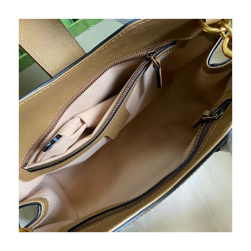 Gucci Small Top Handle Bag with Double G in Brown Leather view 10