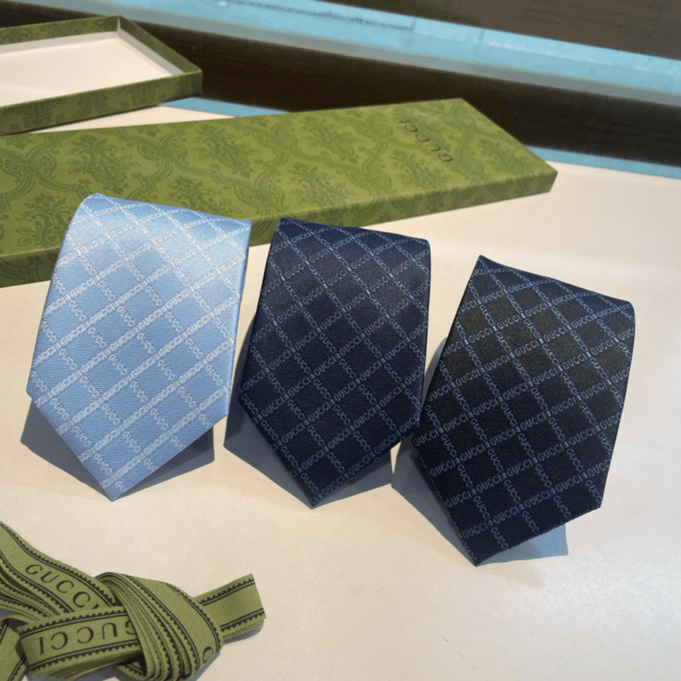 Gucci Pattern Navy Blue Canvas Tie For Men view 9
