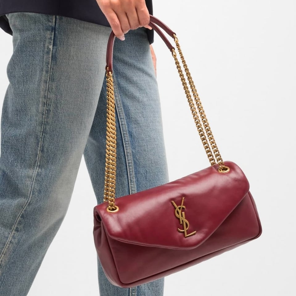 Saint Laurent Calypso Small In Plunged Rouge Merlot 27Cm view 4