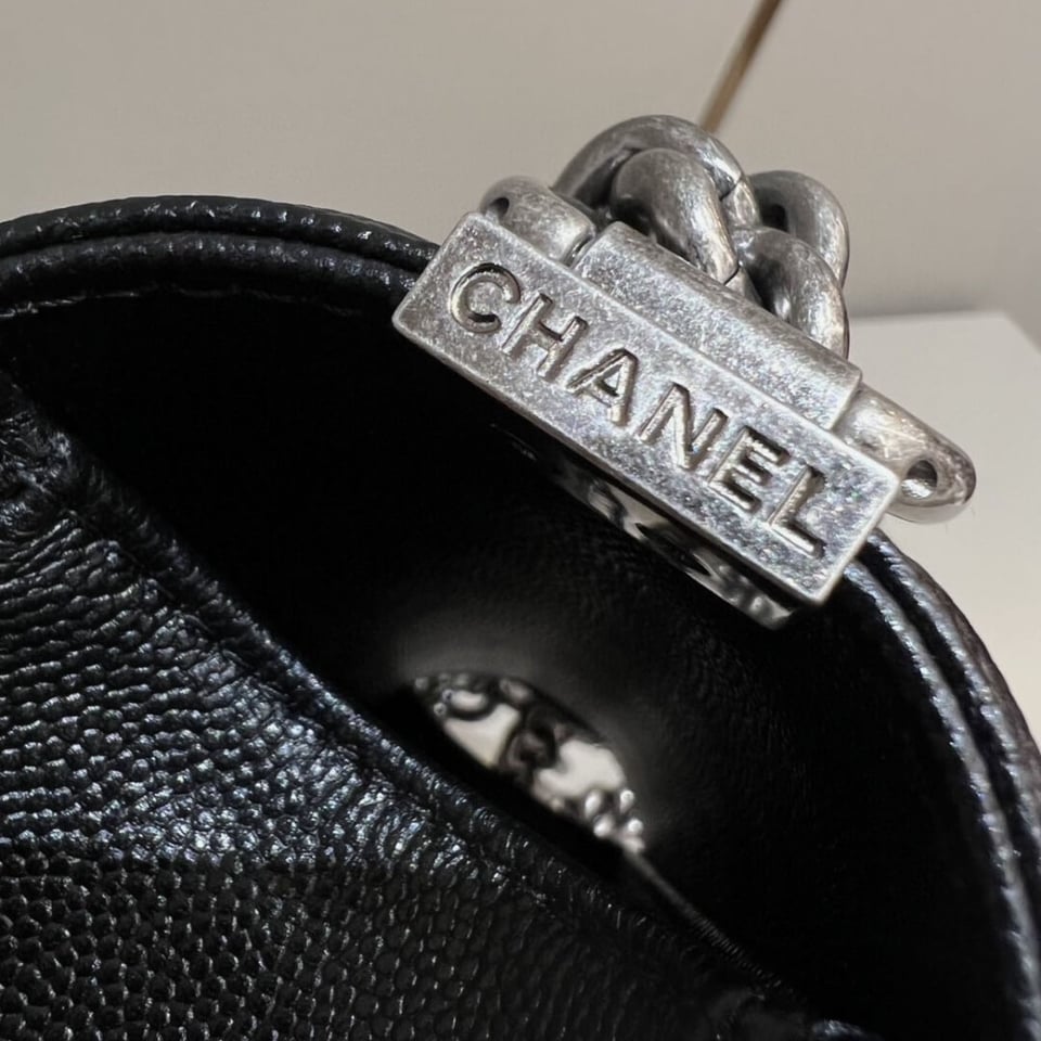Chanel Le Boy Bag 20cm Black Caviar Leather view 12