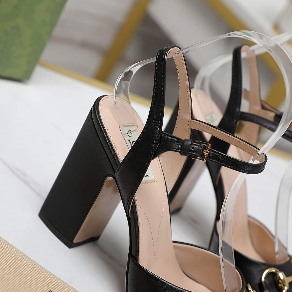Gucci Women’S Horsebit High Heel Sandal Black view 3