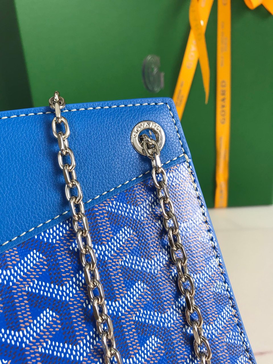 Goyard Rouette Structuré Mini Bag 21 Sapphire Blue Goyardine Canvas And Calfskin view 8